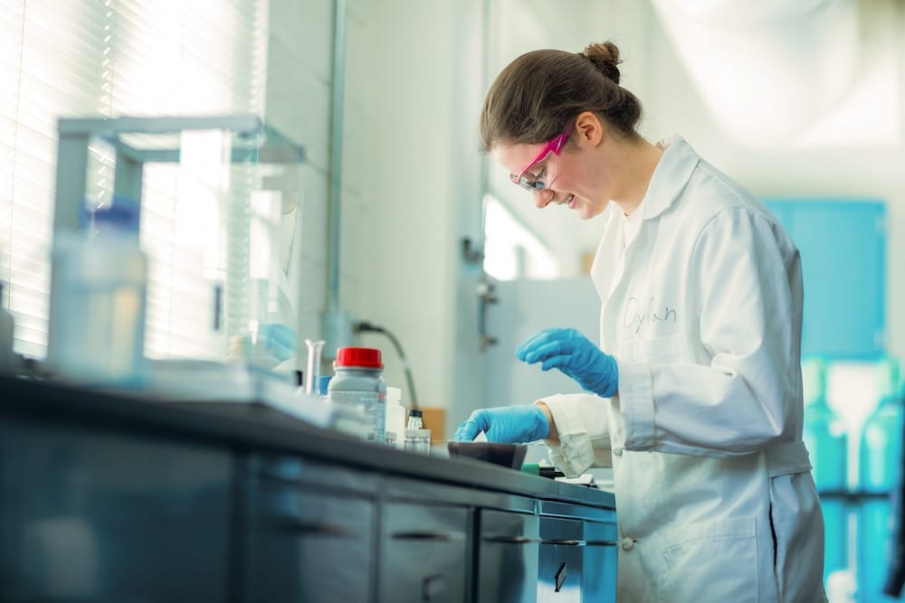 female student working in a lab